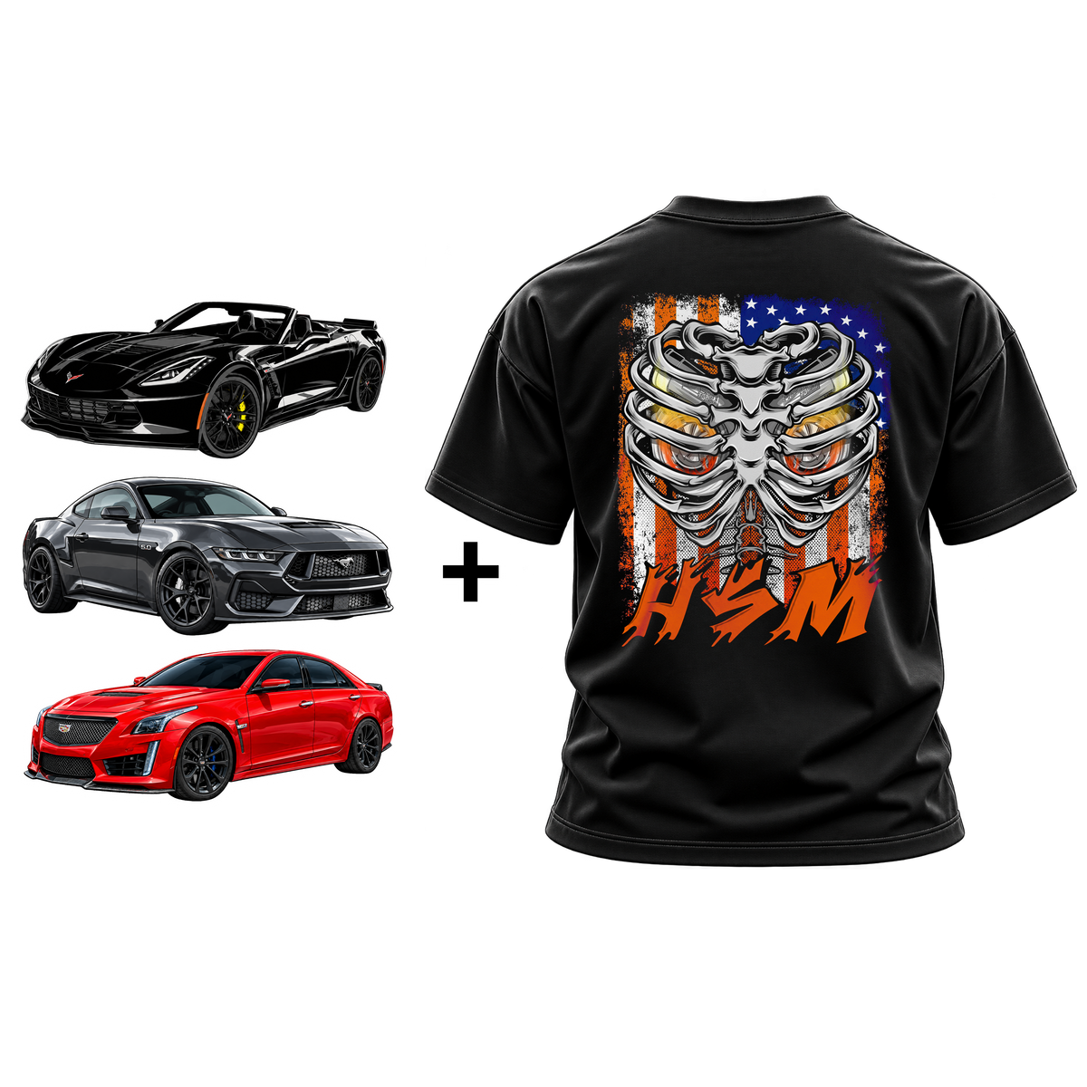 HSM Ribcage Shirt & Triple Decal Package Bundle (Mens)