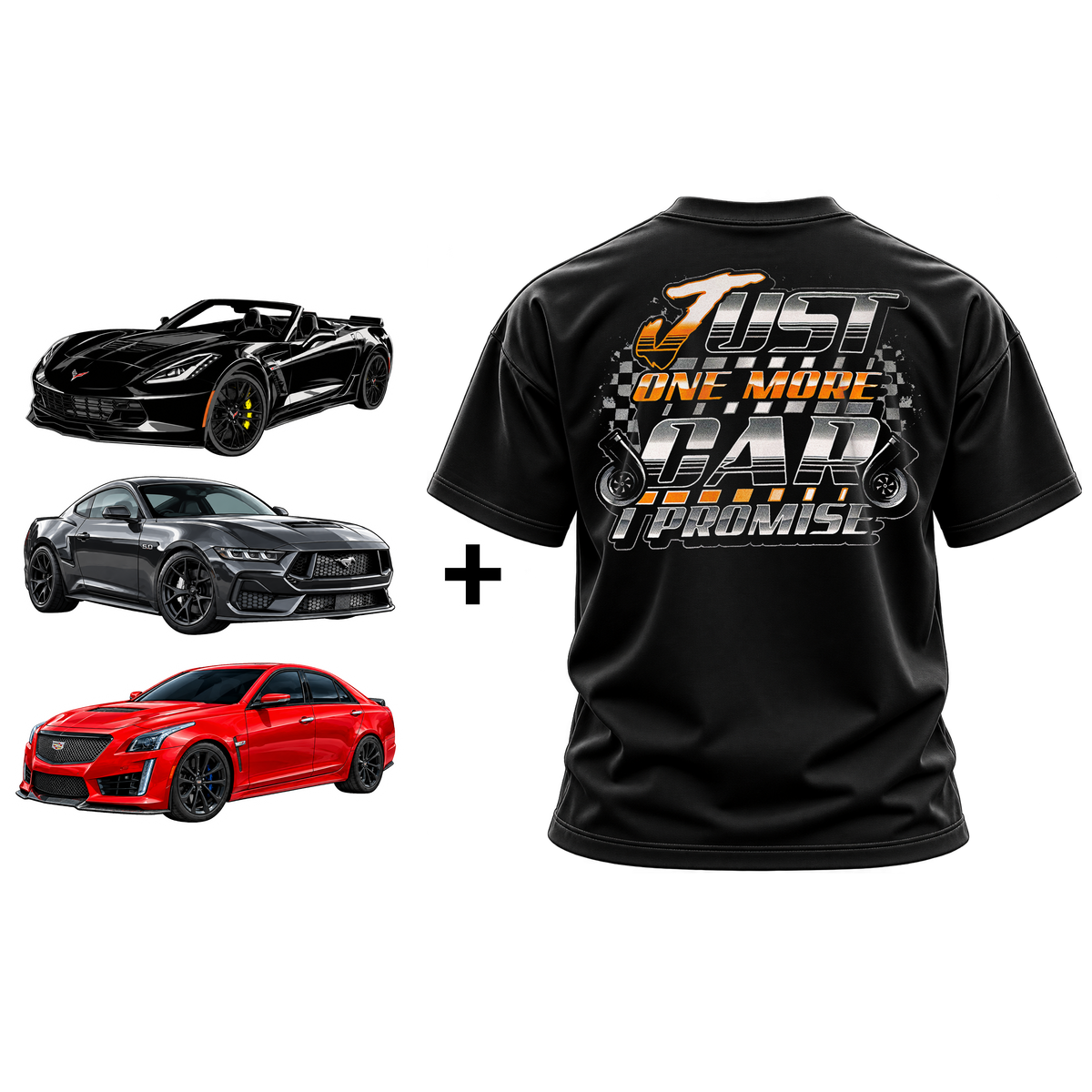 Just One More Car I Promise Shirt & Triple Decal Package Bundle (MENS)