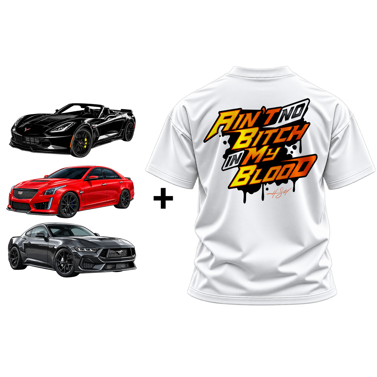 Aint No Bitch In My Blood Shirt & Triple Decal Package Bundle (MENS)