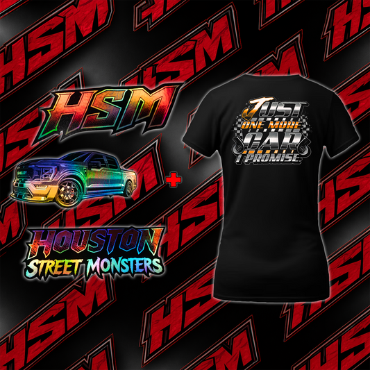 Just One More Car I Promise Shirt & Triple Decal Package Bundle (WOMENS)